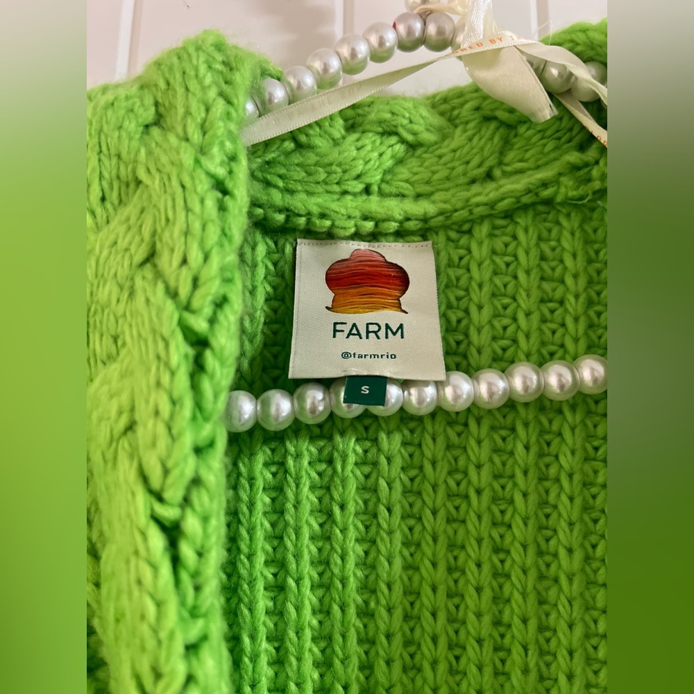 Farm rio neon green womens duster sweater size small